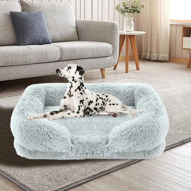 Cozy Plush Dog Sofa Bed Square Beds Washable Warm Pet Cushion Orthopedic Lounger Fluffy With Zipper Cover