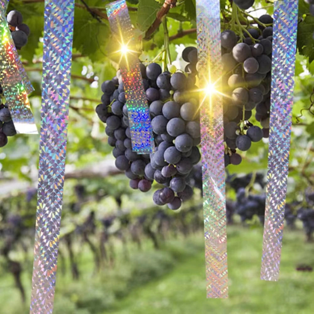 2 Rolls Bird Scare Type Ribbon, Deterrent Visual Audible Reflective Tape to Keep Away Birds, Double Sided Flash Tape