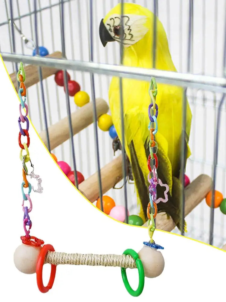 Bird Cage Hammock Swing Toy Woven Cage Hammock Parrot Swing Toy Teeth Care Bird Climbing Hammock Playing For Parrots Parakeets