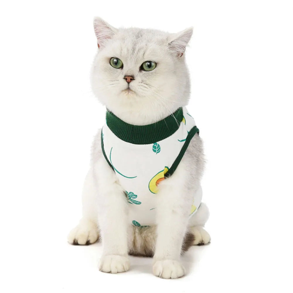 Cat Recovery Suit Kitten Suit E-Collar Alternative for Cats Puppies Small Dogs Abdominal Skin Anti Licking Pajamas Pet Clothing