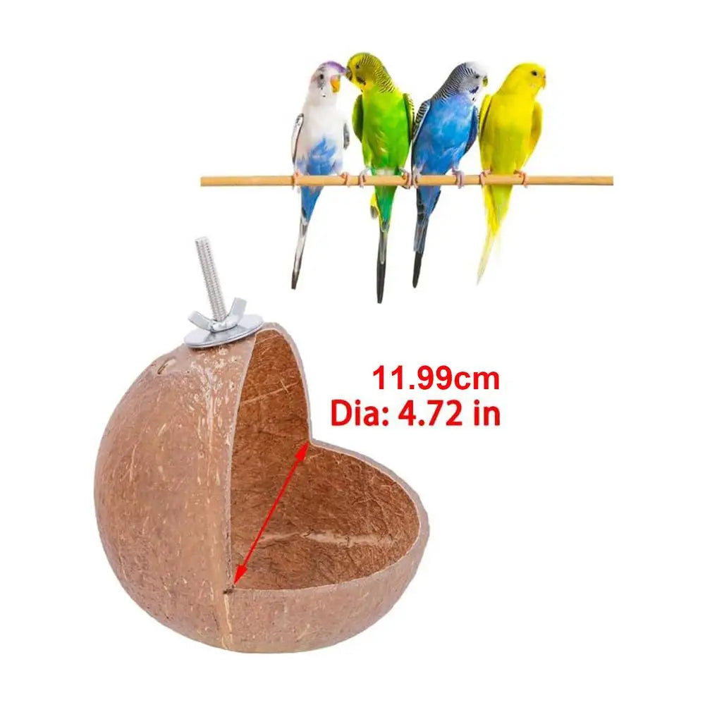 Coconut Bird Nest Bird Hideaway Parakeet Nest Bird House Hut Cage Coconut Shell Bird Nest Parakeet Nesting Box Parrot Home