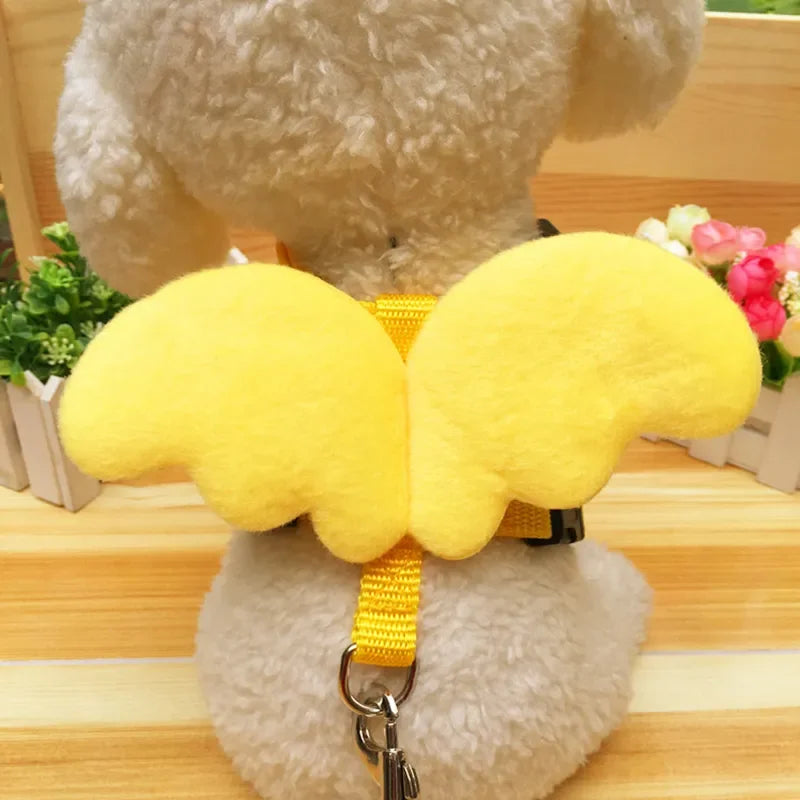 Cute Angel Pet Puppy Dog Leashes And Collars Set Cat  Harness 3D Wings Adjustable for Small Medium Dogs Outdoor Walking Supplies
