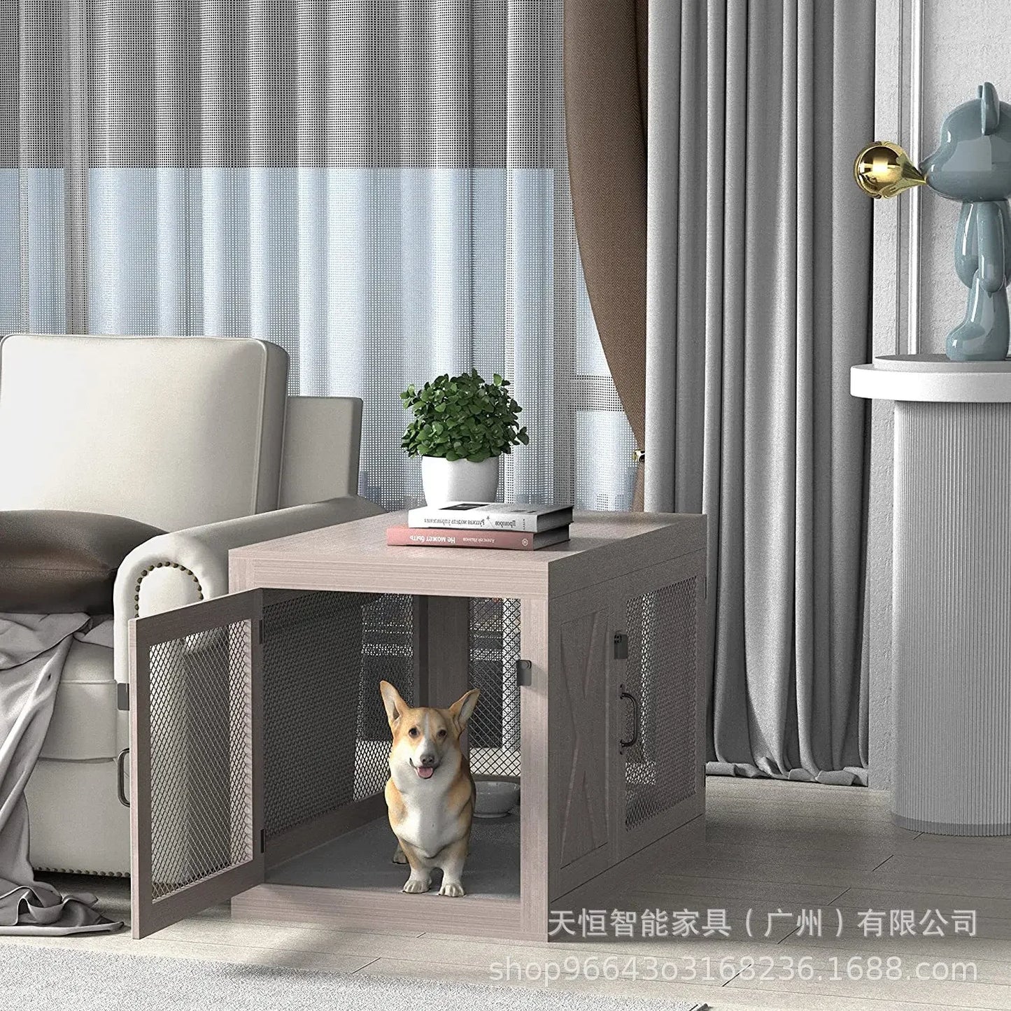 Dog cage furniture Wooden  side coffee table Indoor  dog house for small, medium and large pet cages can be cus