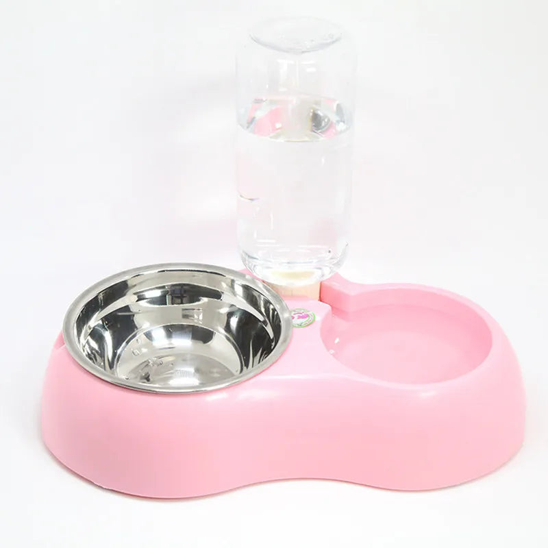 Dual Port Dog Automatic Water Dispenser Feeder Utensils Bowl Cat Drinking Fountain Food Dish Pet Bowl Raised Stand Dish Bowls