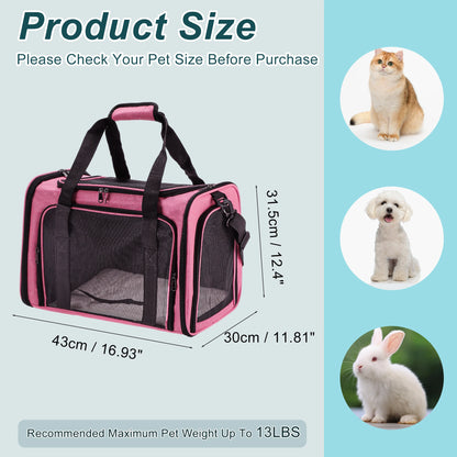 UXCELL Pet Carrier Puppy Carrier Dog Bags for Small Cats Dogs Puppies Up to 13 Lbs Black 600D Oxford Cloth Pet Carriers