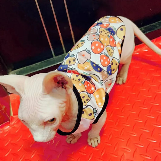 Summer Sphynx Cat Clothes Cute Print Pet Vest Shirt for Cats Gotas Kitten Kedi Shirts mascotas Dog Clothing ropa para gato