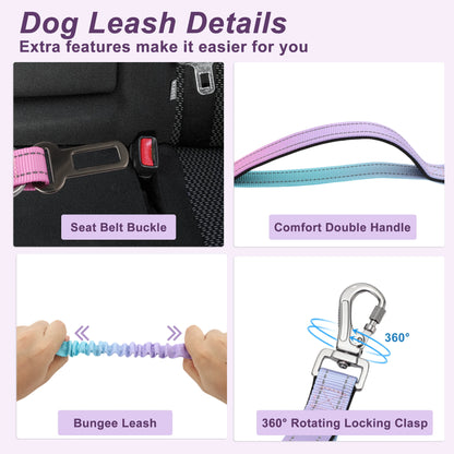 UXCELL Fashion Hands Free Dog Leash No Pull Bungee Dog Leash With Car Seatbelt for Dog Outdoor Walking Dog Leads