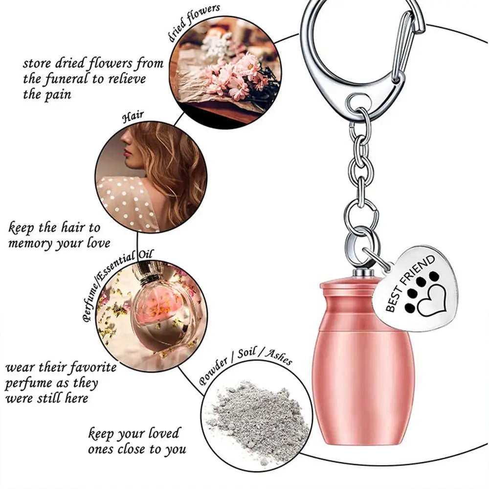 Pets Urn Keychain Paw Print Keyring Cremation Ashes Pendant Cat Cremation Jewelry Pendant Dog Paw Print Keepsake for Cats Dogs