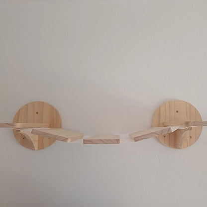 Cat Bridge Cat Tree Climbing Shelves Wooden Furniture Rope Net Design Suitable for Kitten to Play and Exercise Climbing Wall