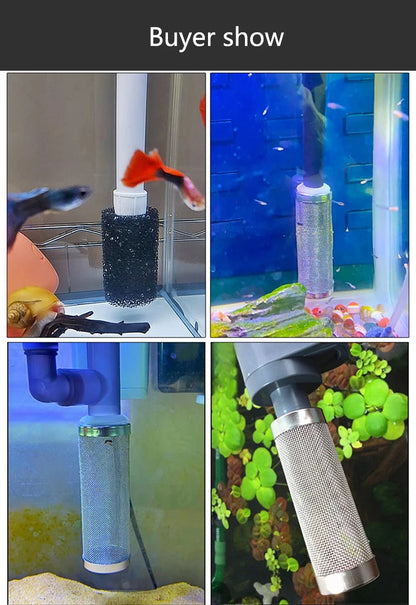 Stainless Aquarium Steel Filter Inlet Sleeve Mesh Shrimp Nets Special Shrimp Cylinder Filter Inflow Inlet Protect Accessories