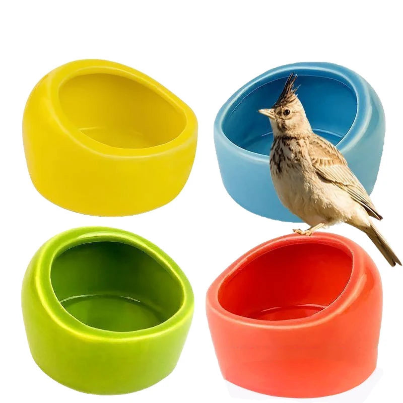 Imitation Ceramic Bird Feeder bowl Plastic Parrot Feeding Food Drinking Bowl for Parakeet Lovebird Finches Bird HamsterSupplies