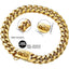 Gold Dog Chain Collar 15mm Stainless Steel Cuban Link Chain Strong Heavy Duty Chew Proof Dog Necklace with Buckle for Dogs