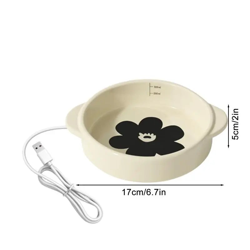 Heated Pet Water Bowl Outdoor Pet Heated Waterer 15W Thermostatic Control Ceramic Travel-Friendly Anti-slip Heated Pet Bowl