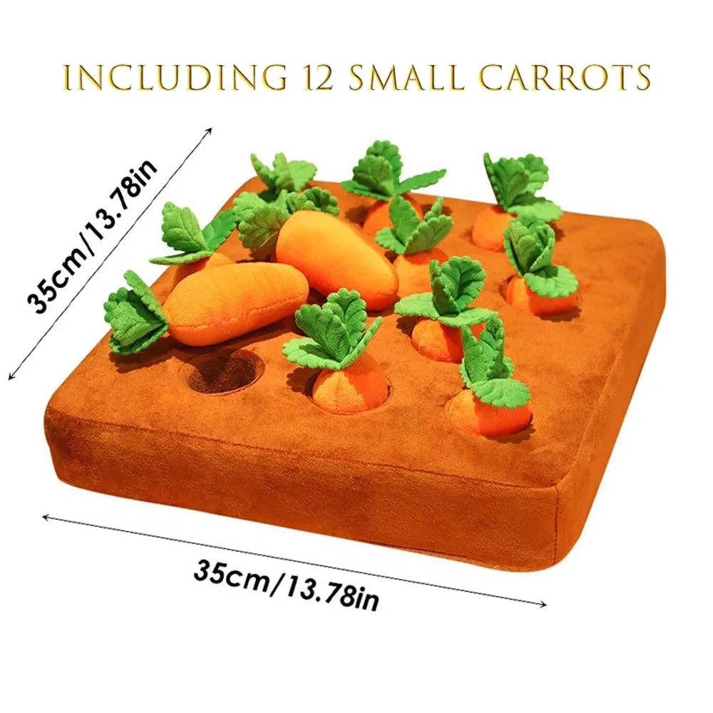Interactive Dog Toys Carrot Snuffle Mat for Dogs Plush Puzzle Toy Non-Slip Nosework Feed Games Pet Stress Relief with 12 Carrots