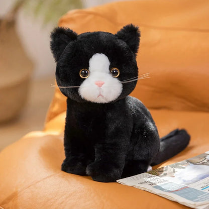 26cm Simulation Grey White Black Cat Plush Toy Cartoon Sitting Lifelike Kitten Animal Cats Artificial Touch Doll Gift for Kids