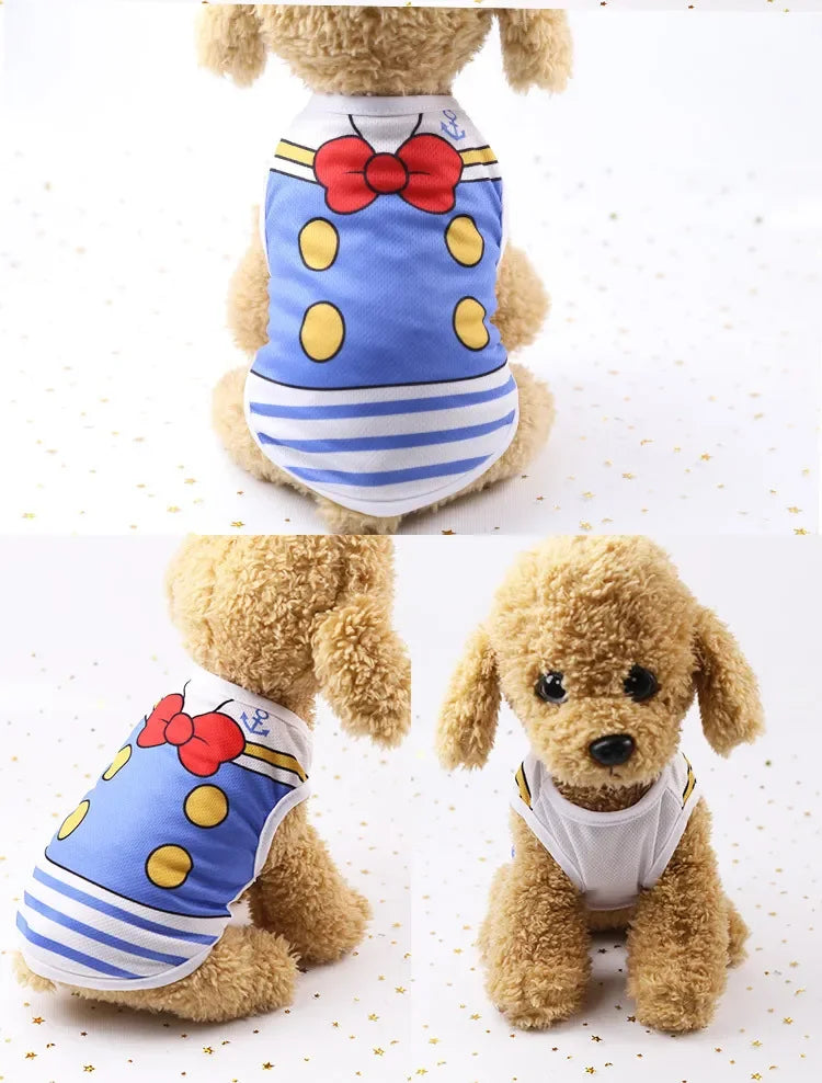 Wholesale Small Pet Dog Clothes Vest Down Jacket Cartoon Cute Chihuahua Tshirt Puppy Yorkshire Terrier Puppy Bulldog Ropa Perro