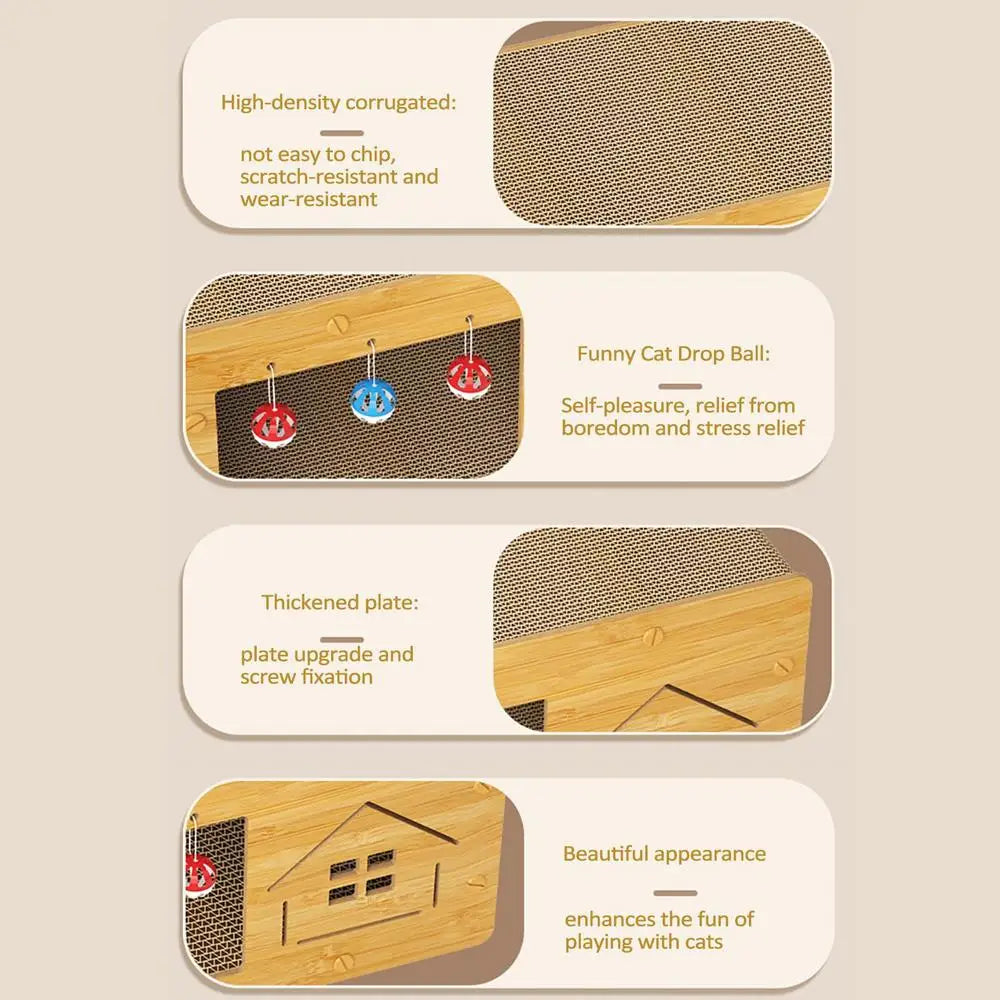 Heavy Duty Cat Scratcher Box Scratch Pad Cardboard Pet Lounger Box Spacious Scratching Lounge Bed Kitten Cat Pet Sleeping House