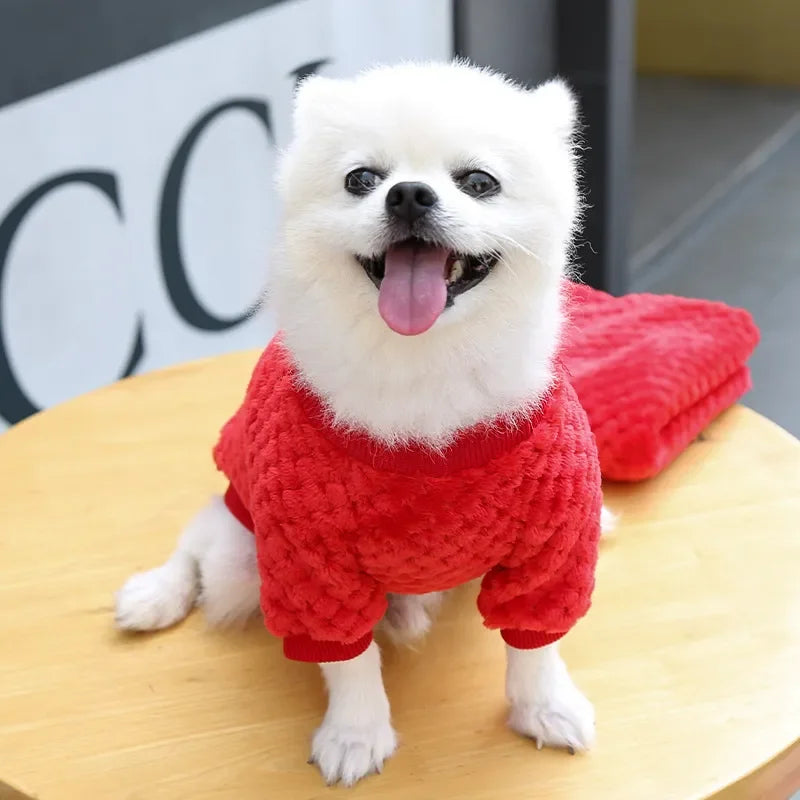 New Warm Fleece Pet Clothes Cute Print Coat Small Medium Dog Cat Shirt Jacket Teddy French Bulldog Chihuahua Winter Outfit