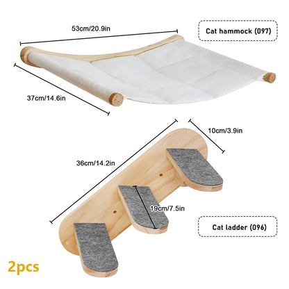 1PC Cat Hammock Wall Mounted Wooden Climbing Shelf Cat Jumping Platform with Scratching Post Cat Hanging Bed for Cat Sleeping