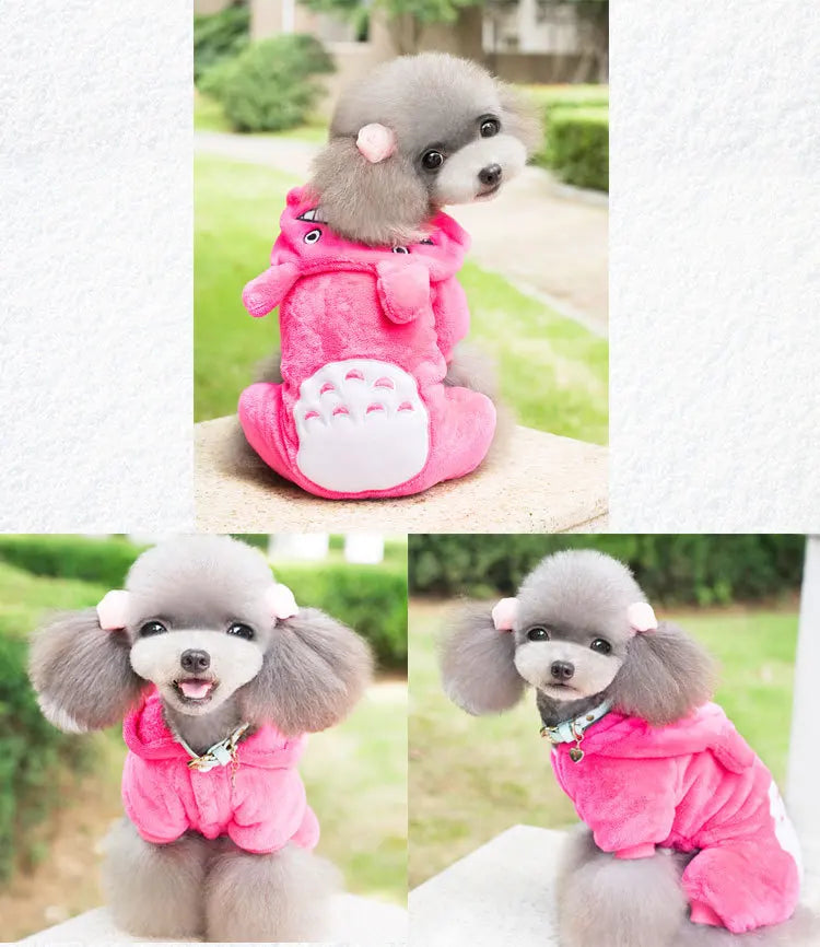 pawstrip Small Dog Clothes Warm Winter Pet Dog Jumpsuit Puppy Fleece Hoodie Chihuahua Small Medium Dog Warm Outfit Kitten Jacket
