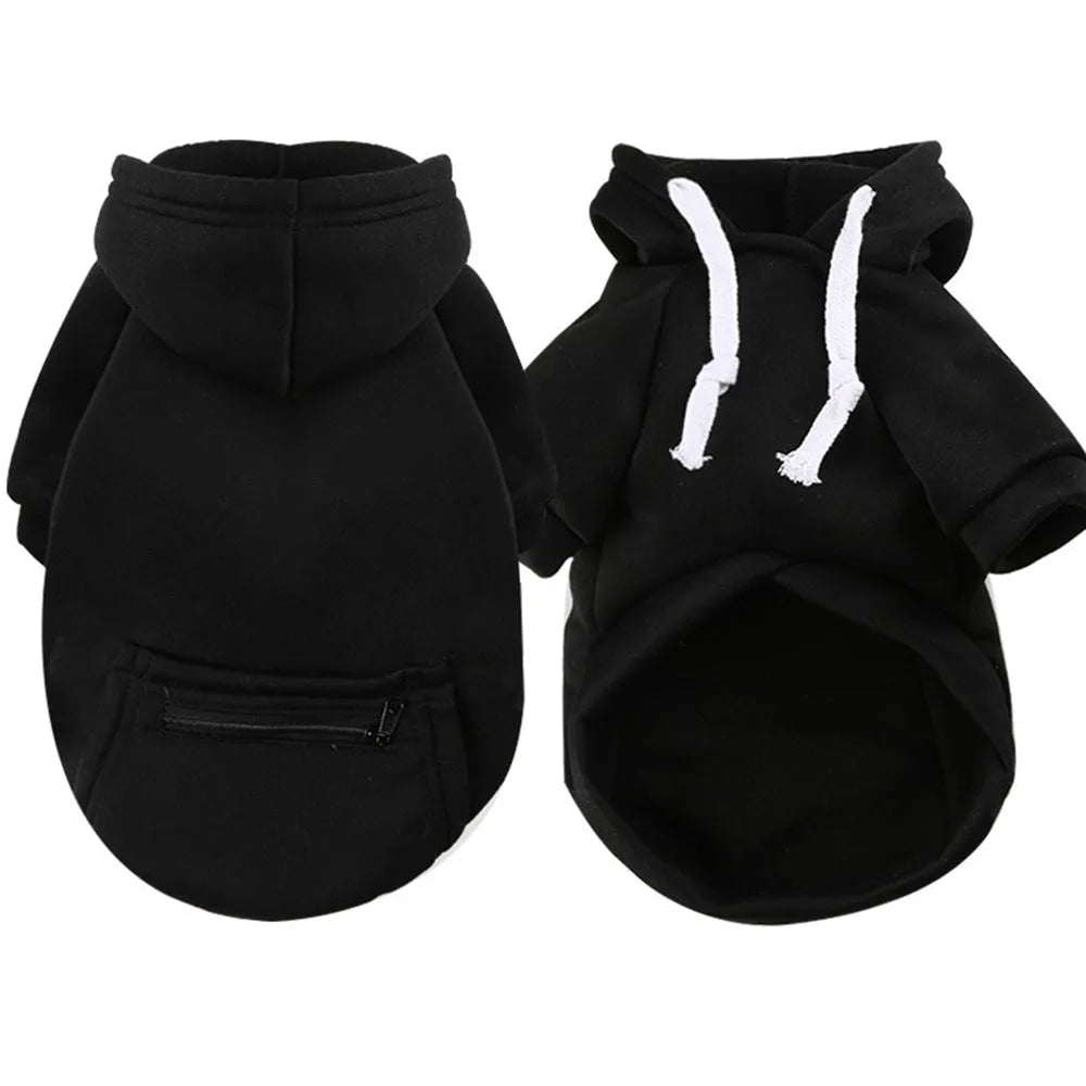 Warm Dog Clothes for Large Dogs Winter Pet Fleece Coat Sport Sweatshirt Hoodies with Snacks Pocket Gold Retriever Husky Apparel