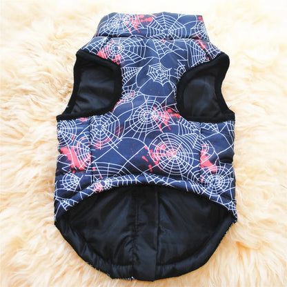Windproof Pet Vest Jacket Winter Warm Big Dog Clothes Puppy Harness Clothing Funny Printed Coat for Small Medium Dogs Cats XS-XL