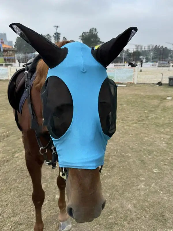 Fly Covers for Horses Fine Mesh UV Blocking Elastic Cover with Ears Machine Washable Equestrian Supplies for Outdoors