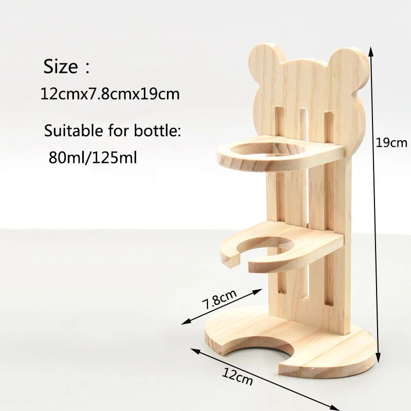 Adjustable Wooden Small Pets Water Drinking Bottle Holder Feeding Bottles Stand Auto Dispenser Holder Guinea Pigs Chinchillas
