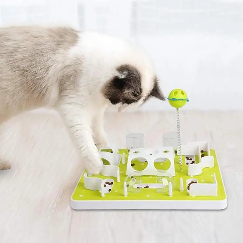 Cat Feeder Slow Eating Bloat Stop Food Plate Maze Interactive Puzzle Anti Skid Dishes Tray Home Pet Accessories Training Tool