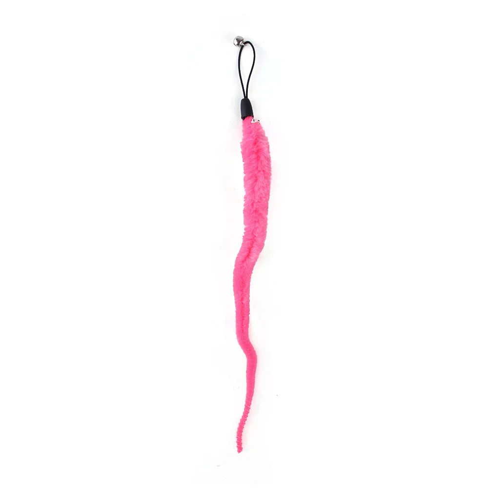 Funny Cat Stick Toy Furry Feather with Bell Cat Stick Toy Kitten Playing Pet Accessories Worm on A String Cat Toys Interactive