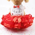 Cute Lace Princess Dog Tutu With Bow - Red, Yellow, Green