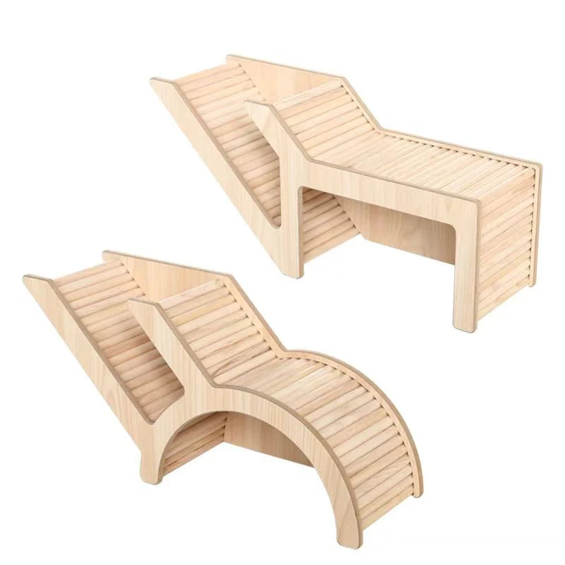 Wood Hamster Hideaway Toy Wooden Hamster House with Climbing Ladder Small Animals Castle Home for Dwarf Mice Gerbils Small Pets