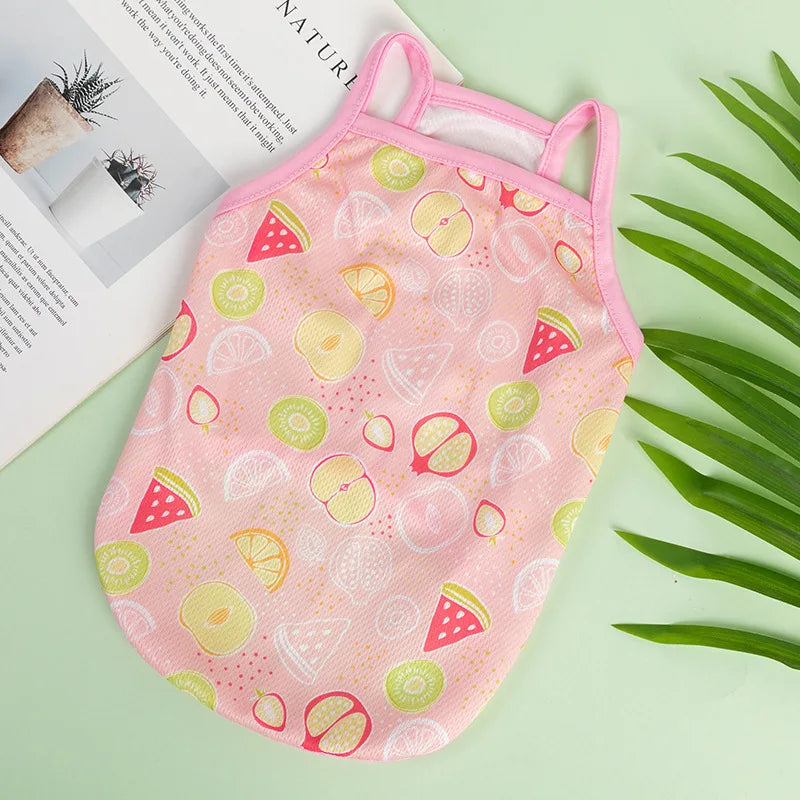 XS-XXL Ultra Thin Dog Cooling Vest Breathable Clothes Pet Clothes for Small Dogs Cute Fruit Print Summer Puppy Cat Cheap T-shirt