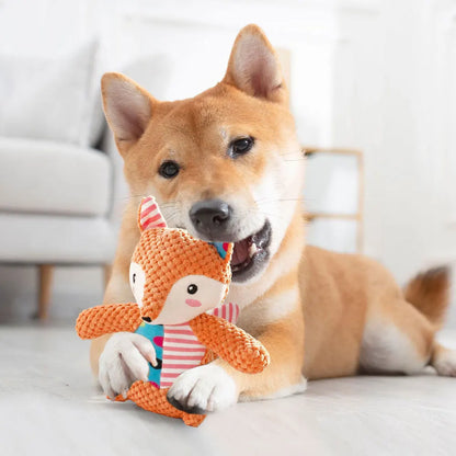 Squeaky Dog Toys for Small Medium Dogs, Elephant Rabbit Fox Plush Dog Chew Toys with Soft Fabric, Puppy Toys to Keep Them Busy