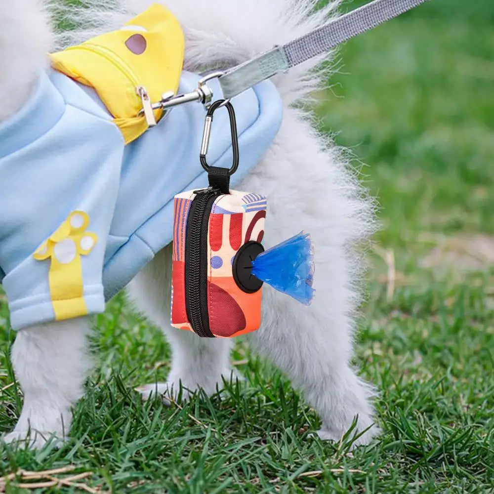Poop Bag Holders Canvas Dog Poop Bag Holder With Graphic Print Portable Doggie Bag Holder Animal Waste Collection Pouch