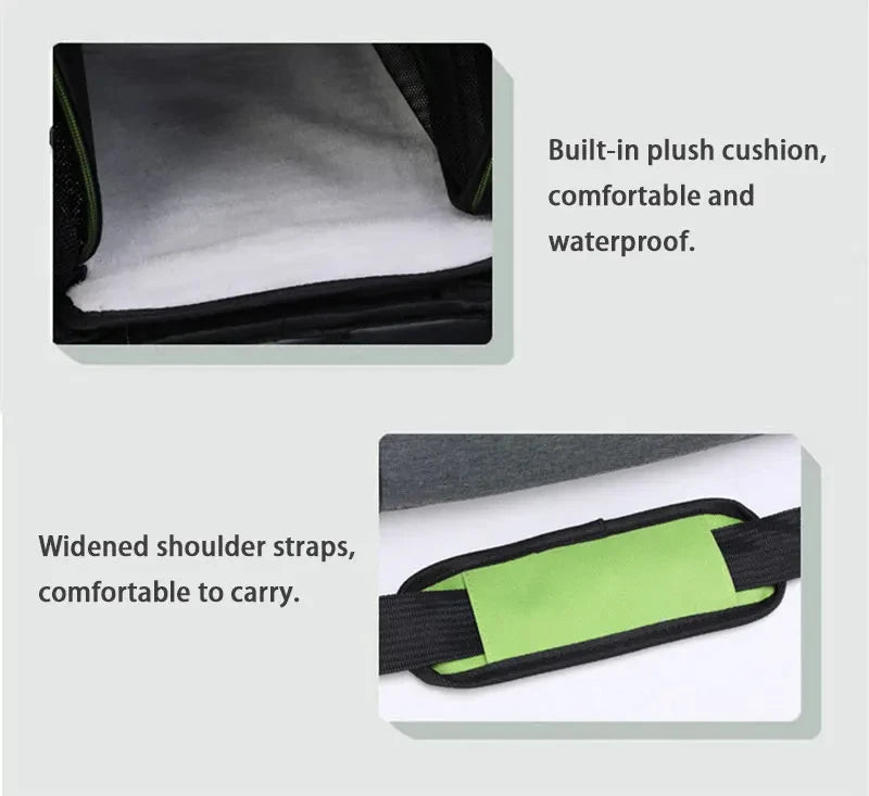 Large Capacity carrier Cat Pet Airlines approved reflective tape Cat Travel Bag expandable Foldable soft dog carrier