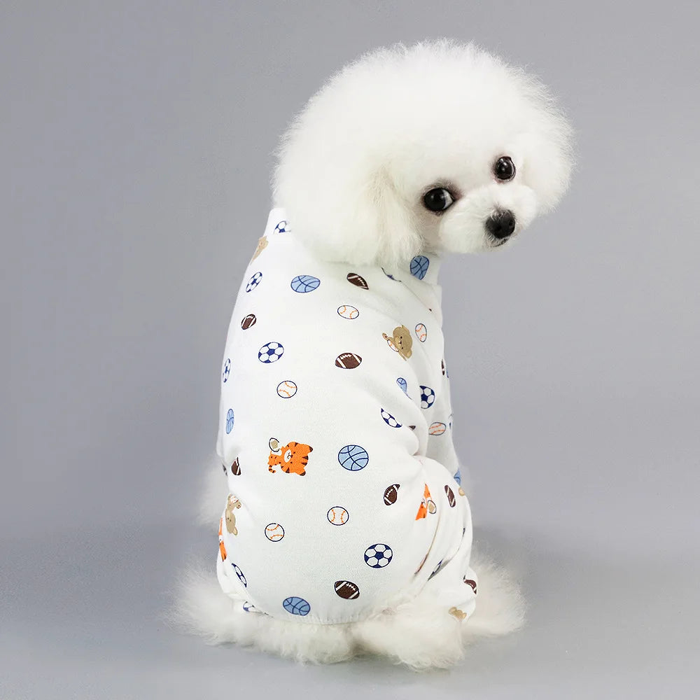 Pet Clothing Warm Cotton Dog Pajama Yellow Duck Soft Material Stretchable Dog Pajamas Onesie Pet Pjs Dogs Apparel for Small Dogs