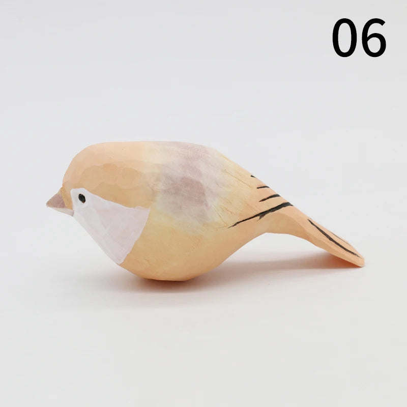 Wooden Bird Figurine Ornaments Handmade Carving Animals Miniature Crafts Art Decor Home Desktop Decoration Children Gifts