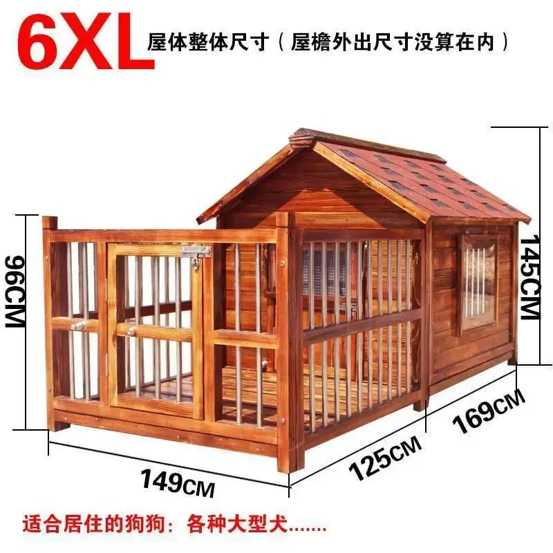 Outdoor Waterproof Solid Wood Kennel Medium and Large Dog Golden Retriever Kennel House Rainproof Outdoor Four Seasons