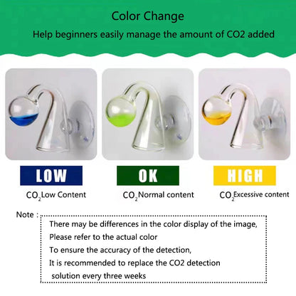 Glass Aquarium CO2 Indicator Fish Tank Liquid Tester Monitor Plants Grass CO2 System Drop Checker  For Fish Tank Aquatic Planted