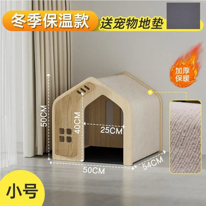 Solid wood cat nest Four seasons universal kennel Winter warm cat house dog house pet dog villa outdoor wooden house indoor