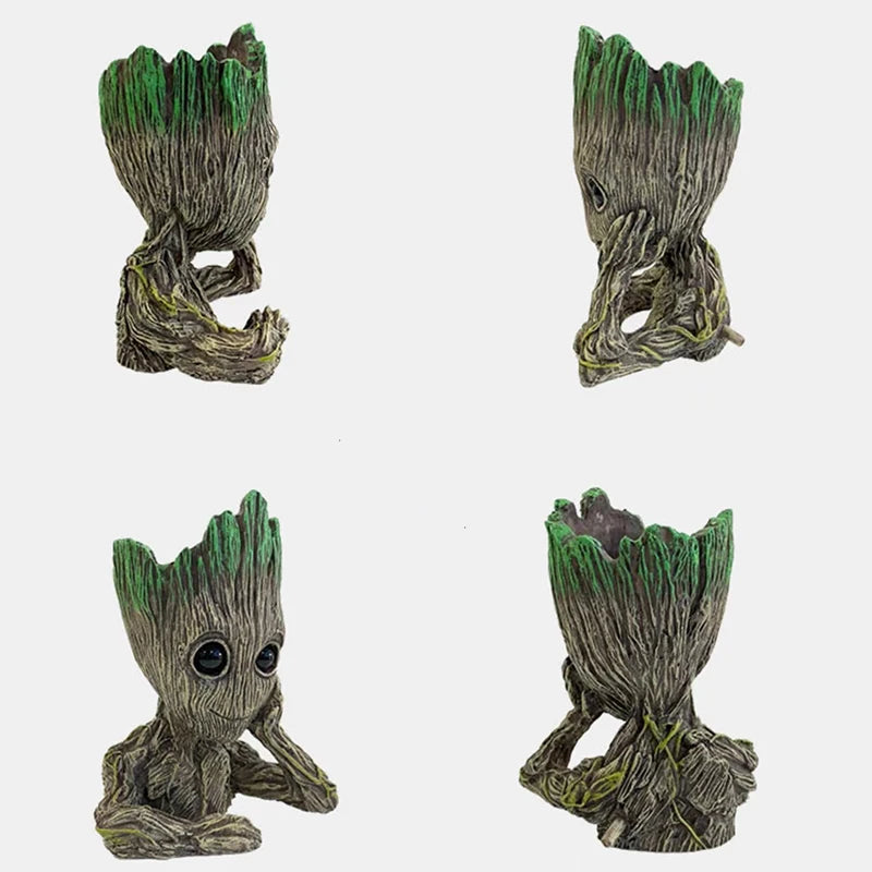 Cute Tree Man Figurine Aquarium Decoration With Air Bubble Driftwood Statue Multifunction  Fish Tank Background Ornament Shelter