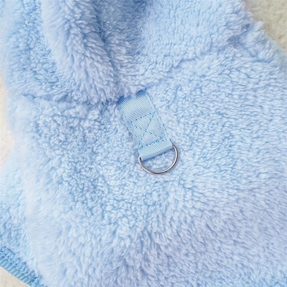 Soft Flannel Pet Dog Clothes Light Blue Solid Flower Winter Overalls for Cats New Year Cosplay Chihuahua Coat Kitten Sweatshirts