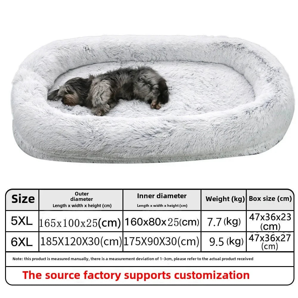 Cross-border explosion human kennel plush human dogbed winter warm sponge dog pad giant dog bed