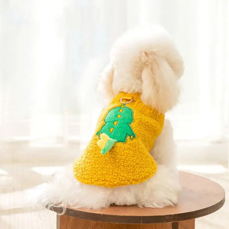 Dog Plush Vest Pullover Warm Dog Coat With Harness Ring Sleeveless Cold Weather Pet Apparel Cozy Snow Vest For Small Dogs Cats
