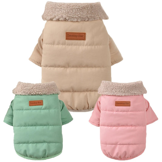 Dog Winter Coat 2024 New Dog Clothes for Small Medium Dogs, Thicken Warm Fleece Collar Dog Down Jacket for Cold Weather Apparel