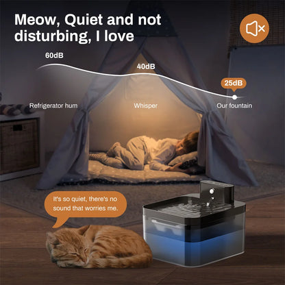 2.2L 5V Wireless Charging Cat Fountain Operated Automatic Pet Drinking Water With Motion Sensor Dog Cat Water Dispenser Bowl