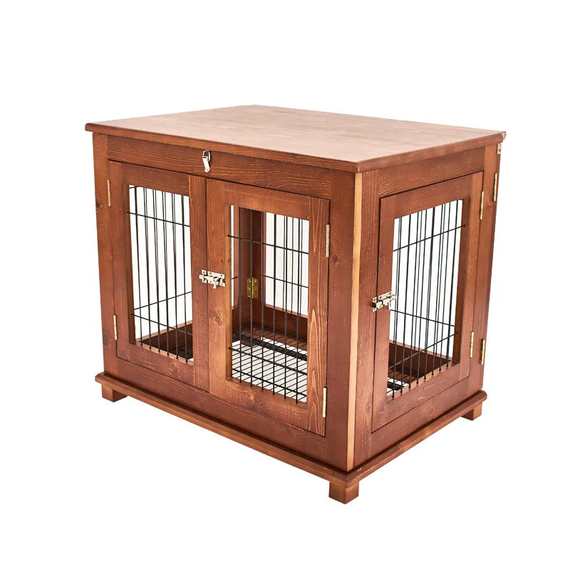 Cross-border new pet waterproof solid wood dog cage thickened pine golden retriever dog cage pet nest indoor high-end dog villa