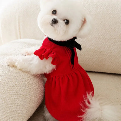 Christmas Costume Dress and Shirt Set for Pet Dog Luxury Dog Clothes Chihuahua Clothing Puppy Skirt Pet Apparel Dog Bow Dress