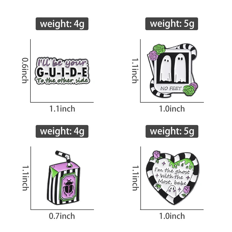 Funny Animal Sets Enamel Pins Cartoon Anime Figure Ghost Spooky Cute Cat Bird Brooches Backpack Lapel Badge Punk Jewelry Gifts